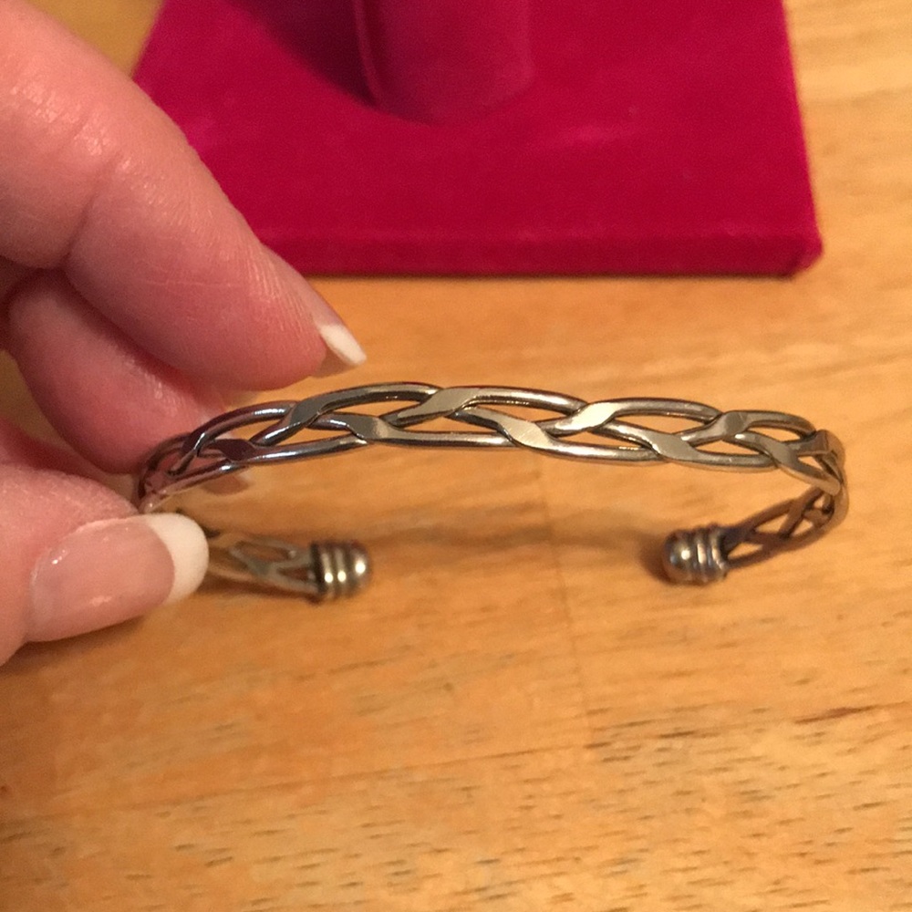 Braided silver tone cuff bracelet - Picture 7 of 7